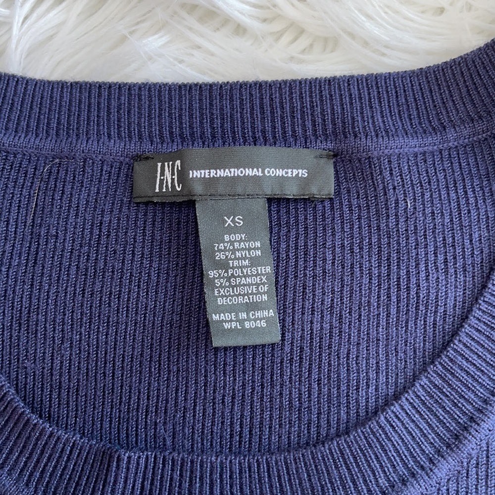 INC Navy Blue Side Lace Sweater NWT - XS - Picture 6 of 8